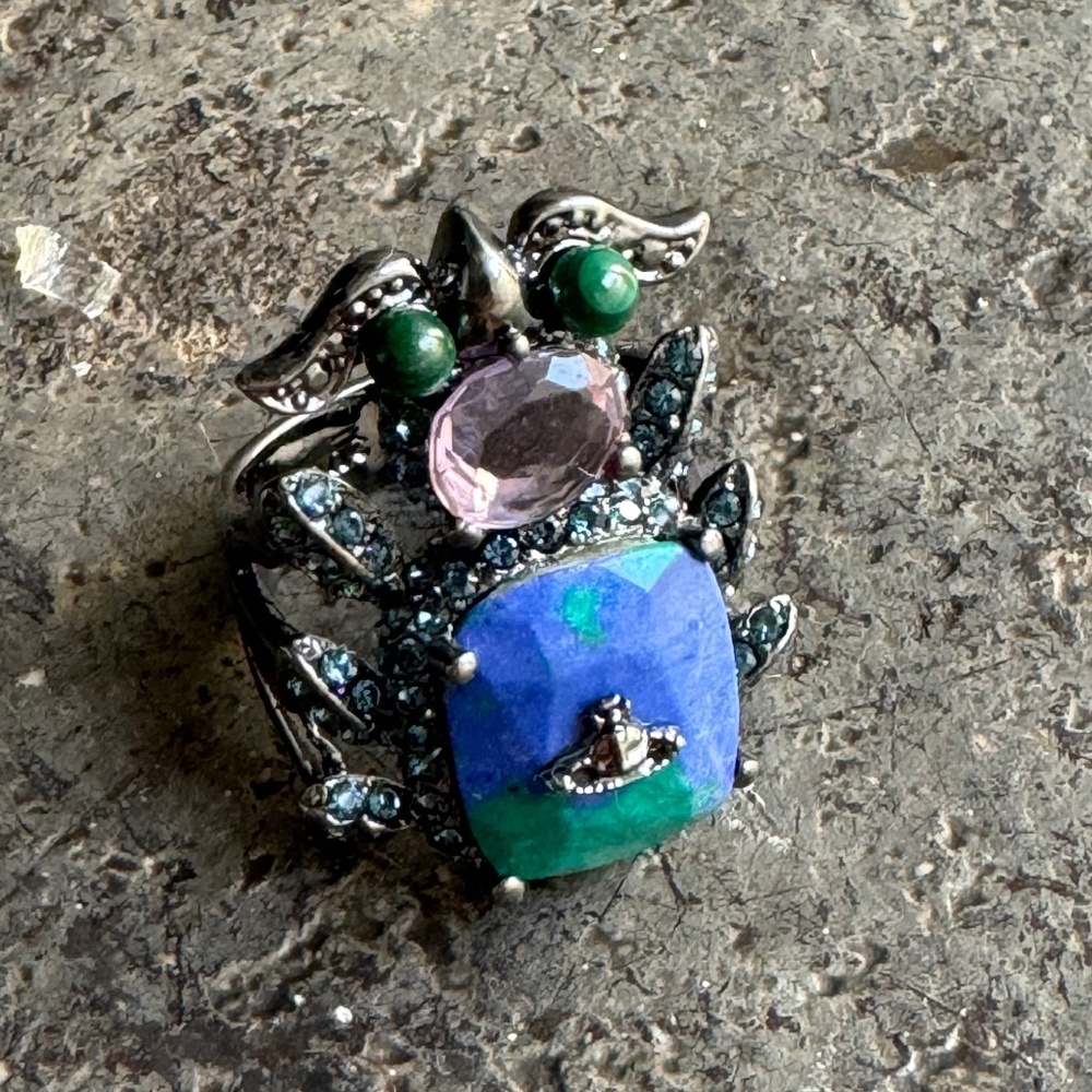 Vivienne Westwood Scarab / Beetle Ring W/ Swarovski Crystals And Stones